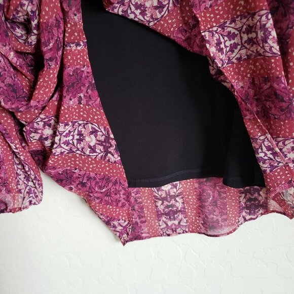 Susan Graver Chiffon Smocked Mock Neck Blouse Built in Tank Boho Berry Size 2X - Picture 10 of 12